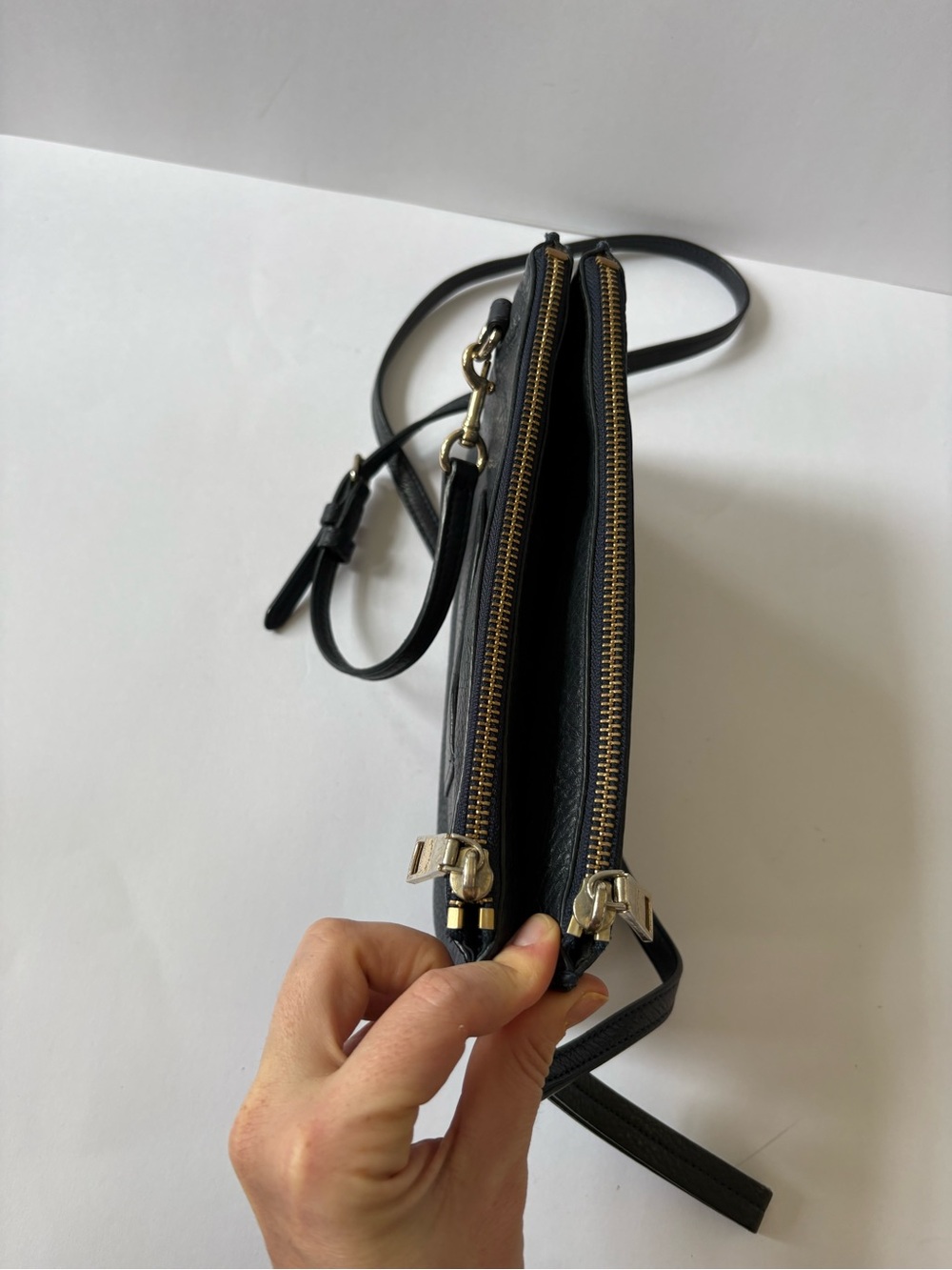 Coach Lyla Pebbled Leather Crossbody Purse Bag Dark Navy Blue Academia Career - Picture 5 of 13